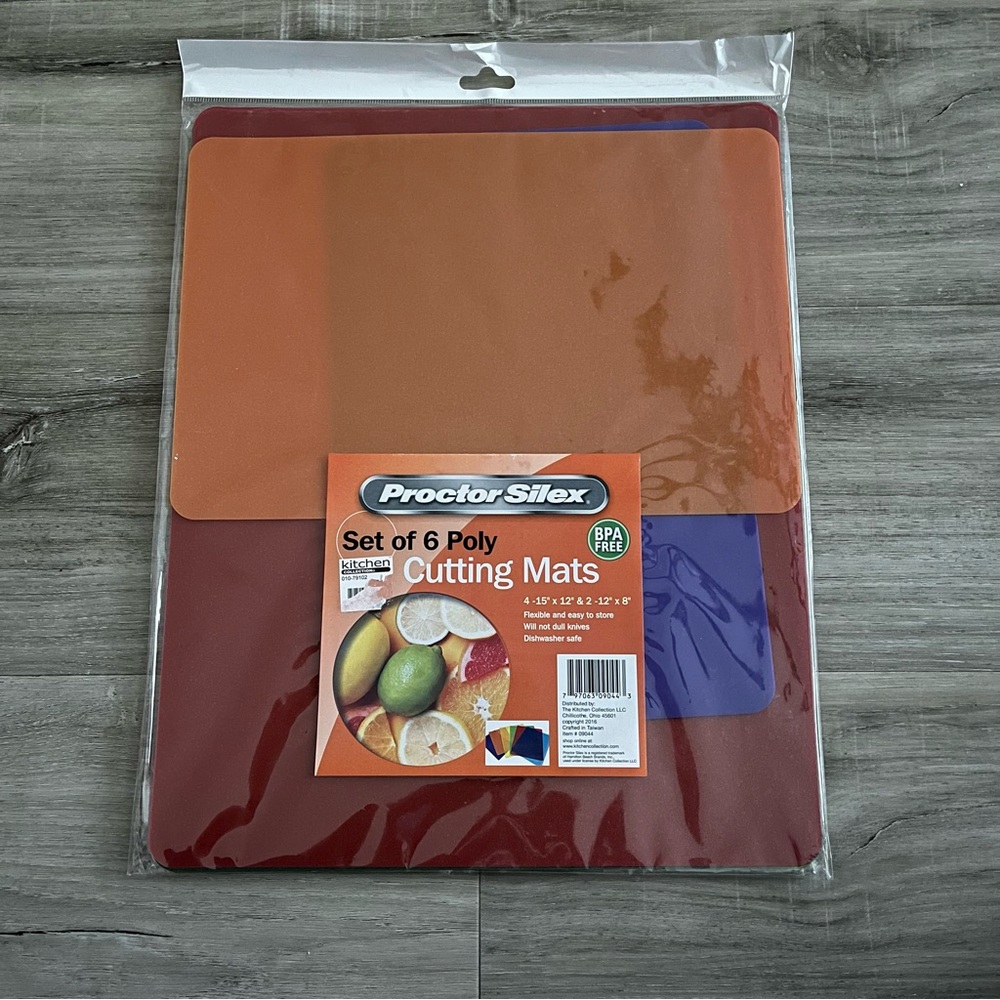 NWT Proctor Silex Set of 6 Kitchen Poly Cutting Mats BPA Free - Picture 2 of 7